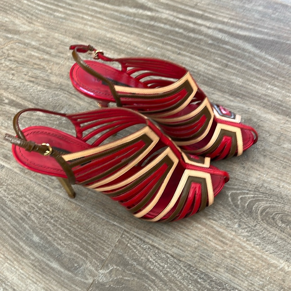 Original Louis Vuitton multicolor patent leather strappy sandals size 38